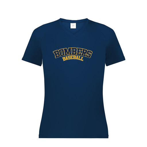 [2792.065.XS-LOGO1] Ladies Smooth Sport V-Neck T-Shirt (Female Adult XS, Navy, Logo 1)