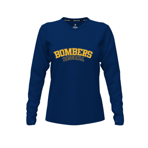 [FTLVCFNV-FYXS-LOGO2] Decker Comfort T-Shirt (Female Youth XS, Navy, V Neck, Logo 2, Long Sleeve)