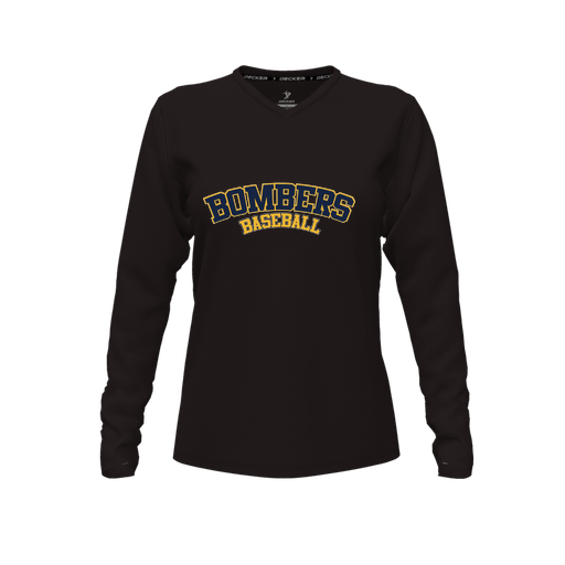 [CUS-DFW-TEES-PER-VNK-LSL-BLK-FYXS-LOGO1] Decker Performance T-Shirt (Female Youth XS, Black, V Neck, Logo 1, Long Sleeve)